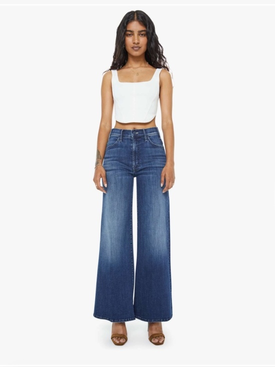 MOTHER Denim - MOTHER The Lil Hustler 70's High Rise Wide Leg Roller Skimp Heirloom Size 34P